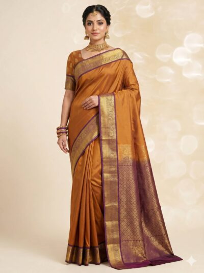 Vintage Rust & Coffee Sico Gadwal Pattu Saree