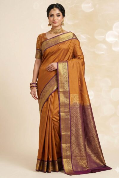 Vintage Rust & Coffee Sico Gadwal Pattu Saree