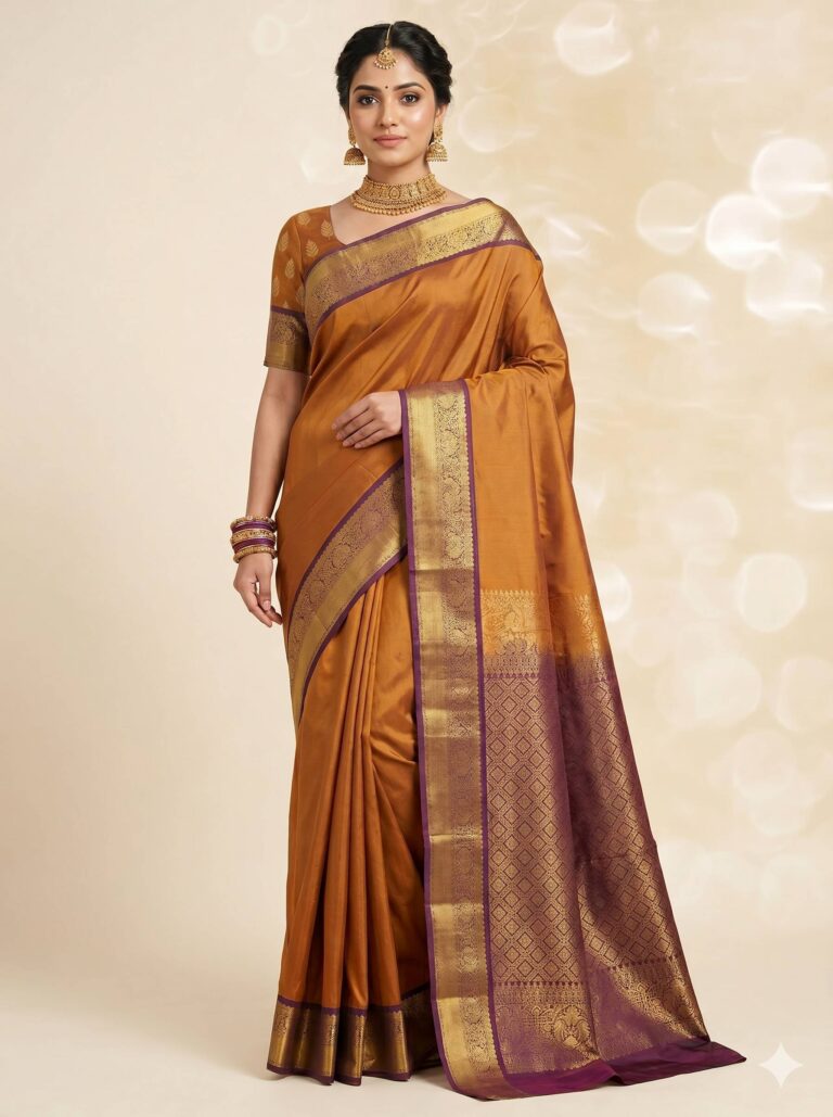 Vintage Rust & Coffee Sico Gadwal Pattu Saree